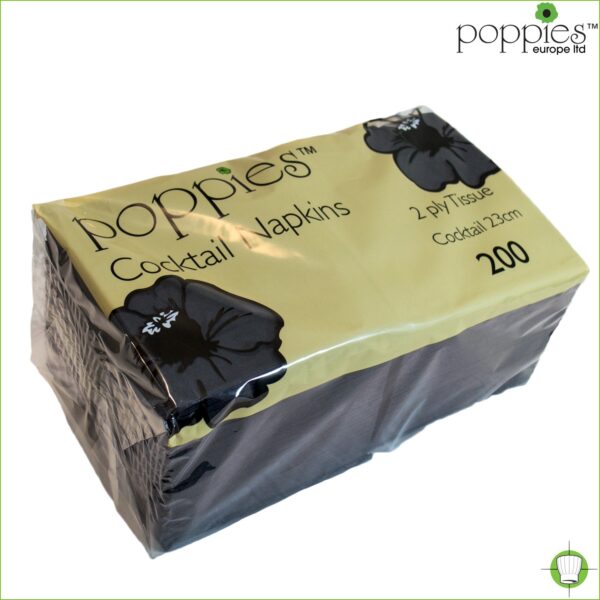 2 Ply Black Cocktail Napkins x 4000